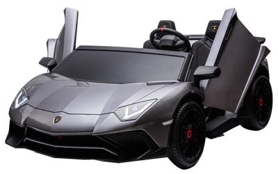 Elektrische kinderauto Lamborghini Aventador SV XXL 2 persoons 24V EVA banden Nardo Grijs met RC