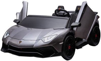 Elektrische kinderauto Lamborghini Aventador SV XXL 2 persoons 24V brushless Rubber Luchtbanden Nardo Grijs