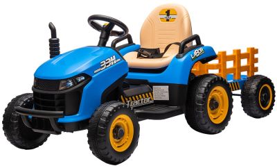 Kinder Accu Tractor Labor met aanhanger Blauw 24V