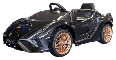 Elektrische Kinderauto Lamborghini Sian Zwart Metallic 4X4 12Volt Vleugeldeuren