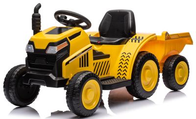 Elektrische Mini Tractor Power met aanhanger Geel 12V