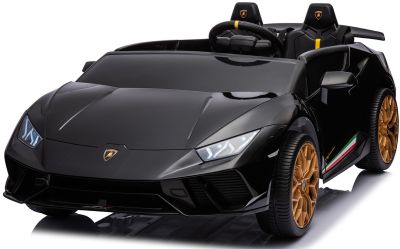 Elektrische Kinderauto Lamborghini Huracan Performante Spyder Zwart Metallic 4X4 24Volt 2 Persoons