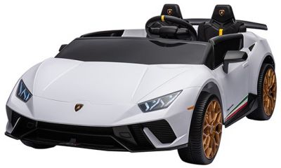 Elektrische Kinderauto Lamborghini Huracan Performante Spyder Wit 4X4 24Volt 2 Persoons